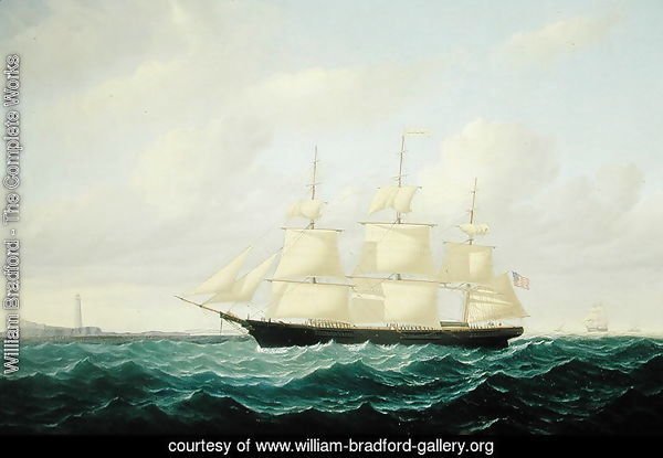 'Dashing Wave' clipper ship off Boston Light, 1855