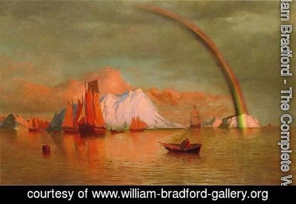 William Bradford - Arctic Sunset With Rainbow