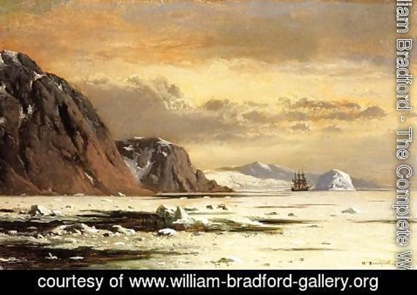 William Bradford - Seascape with Icebergs