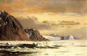 William Bradford - Seascape with Icebergs