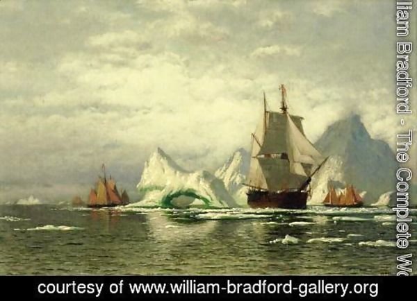 William Bradford - Arctic Whaler Homeward Bound Among The Icebergs